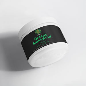 Nature's Vitality Boost Greens Powder container with fresh vegetables. (Image 4 of 5)