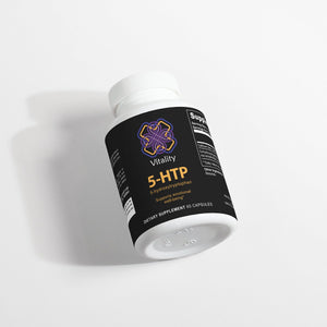 Serotonin Boost 5-HTP Capsules bottle, a symbol of balanced mood. (Image 2 of 5)