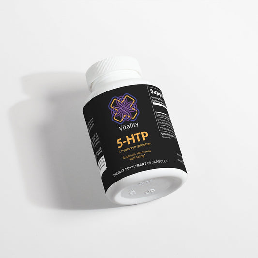 Serotonin Boost 5-HTP Capsules bottle, a symbol of balanced mood. (Image 2 of 5)