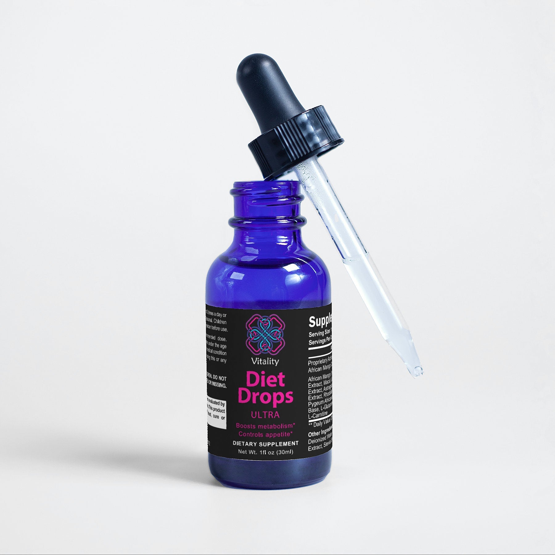 Diet Drops Ultra Boost bottle with dropper, a natural weight loss aid. (Image 2 of 13)